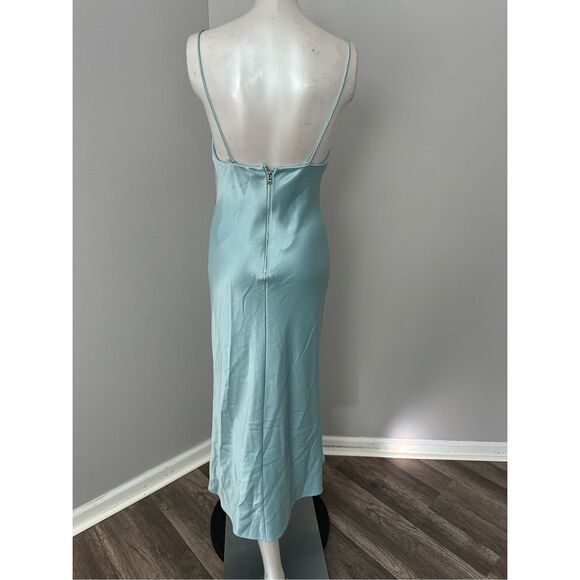 NWT Alice + Olivia Cowl Neck Waterfall Maxi Slip Dress Light Blue Size 2 $395 - Picture 7 of 10